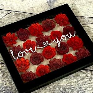 Shadow box with flowers